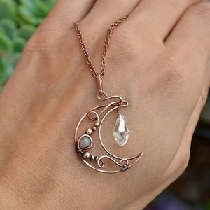 🆕 bohemian hollow moon gemstone necklace